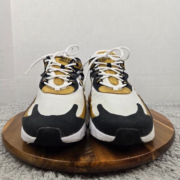 Nike Mens 11.5 Air Max 270 React White Metallic Gold Athletic Sneaker CW7298-100 - Picture 4 of 12